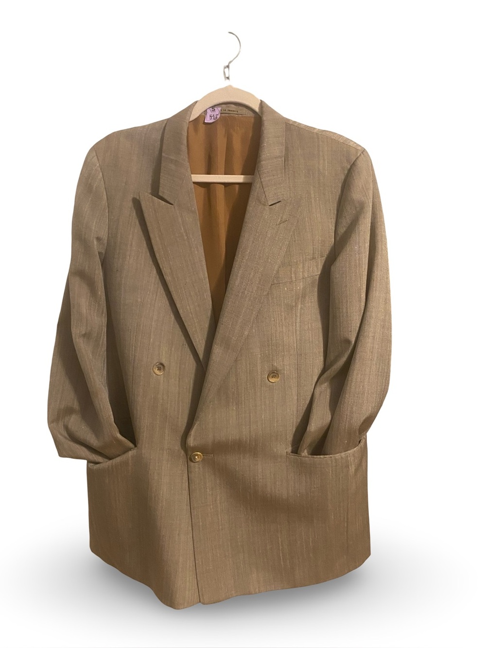 Classic Men's Double-Breasted Blazer in Beige
